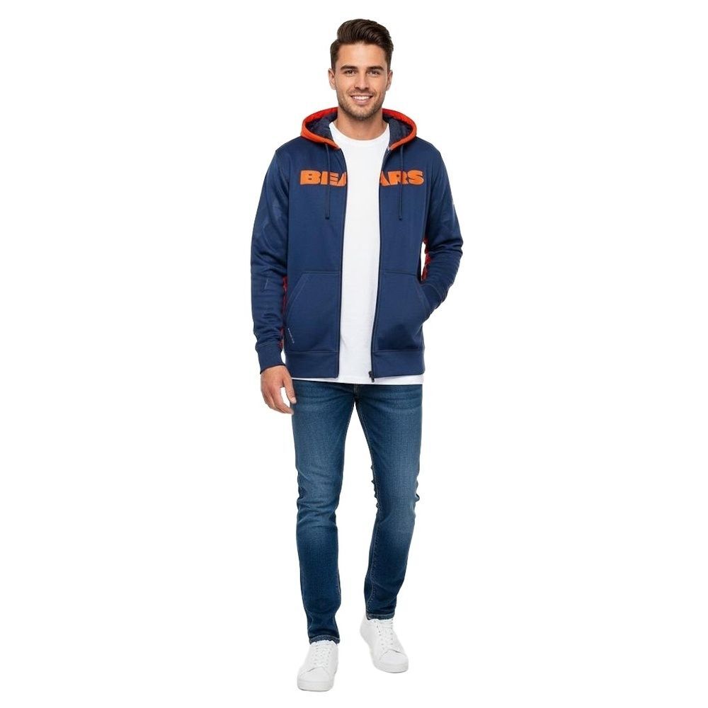 NEW Nike NFL Chicago Bears Sweatshirt Hoodie Large Zip Up Sports Navy Blue